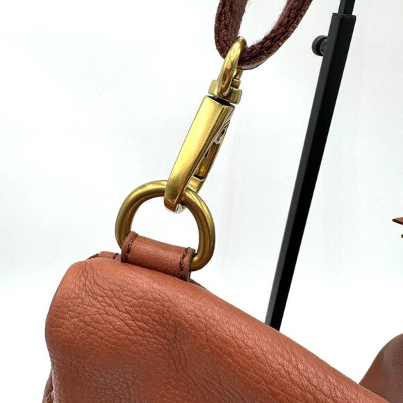 Fossil Erin Foldover Leather Tote Crossbody Bag Dark Brown purse Crossbody - Picture 5 of 10